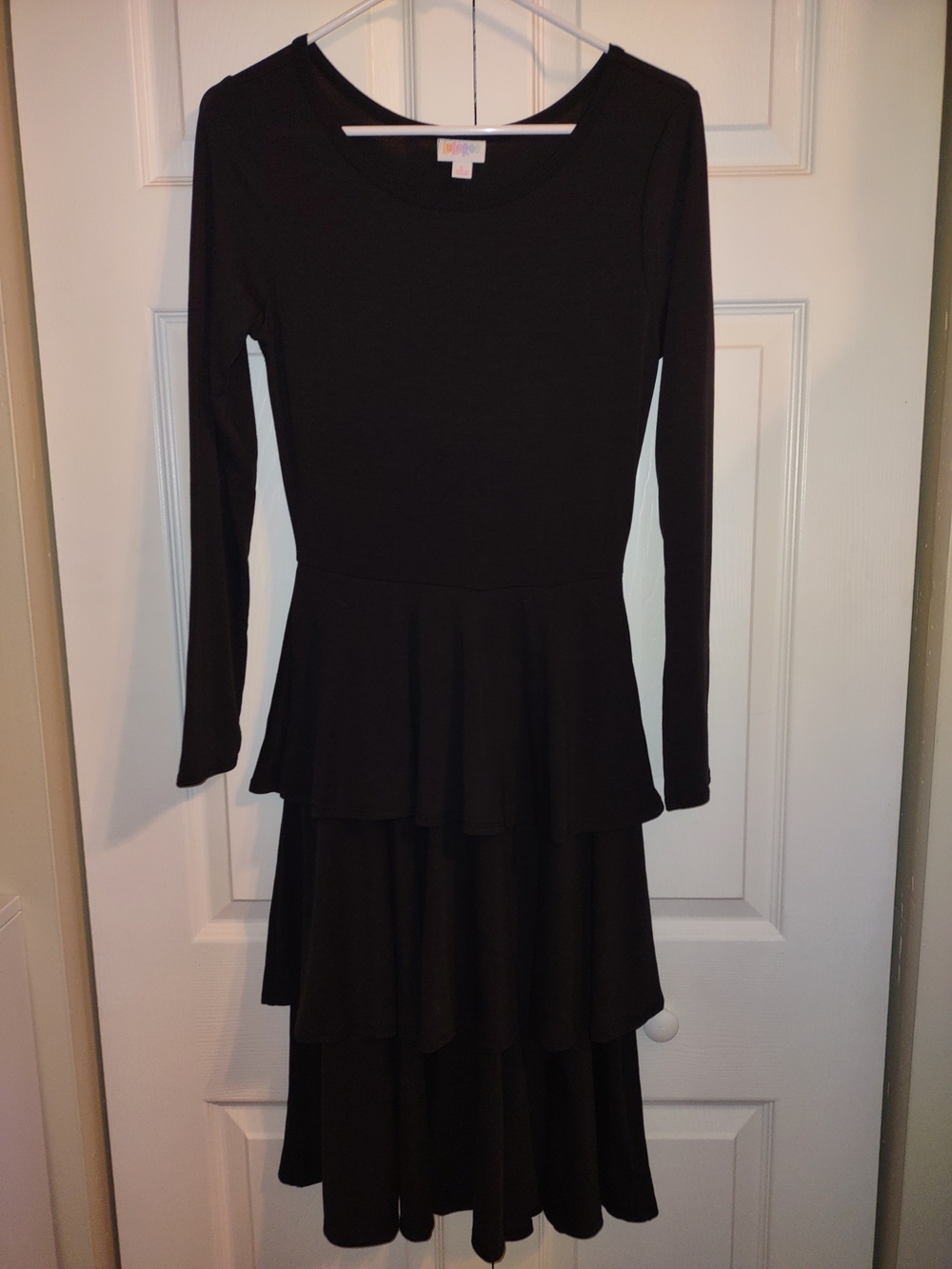 LuLaRoe Black Long-Sleeve Tiered Peplum Dress